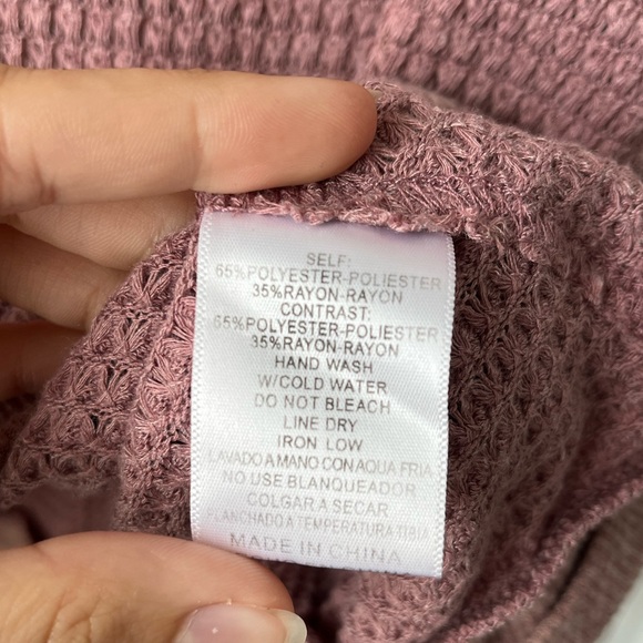 waffle knit button up top - Picture 6 of 6